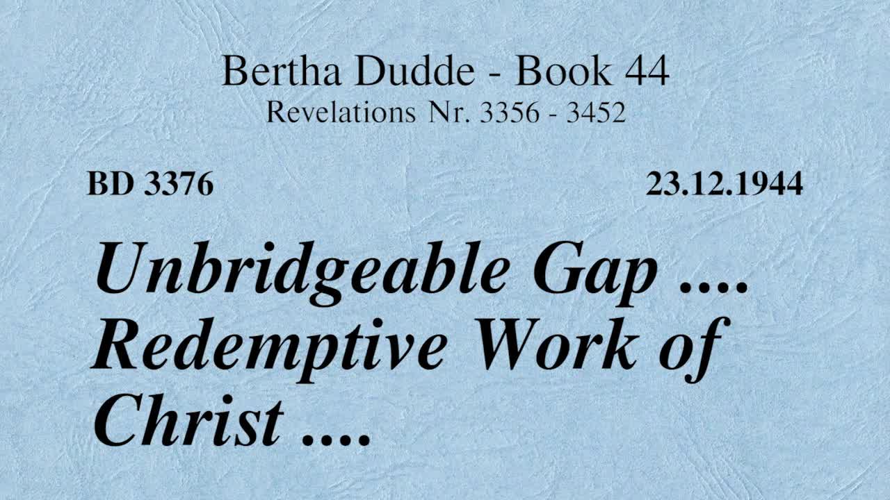 BD 3376 - UNBRIDGEABLE GAP .... REDEMPTIVE WORK OF CHRIST ...