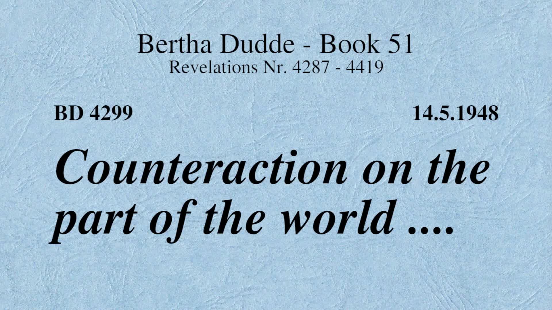 BD 4299 - COUNTERACTION ON THE PART OF THE WORLD .... - iConnectFX™