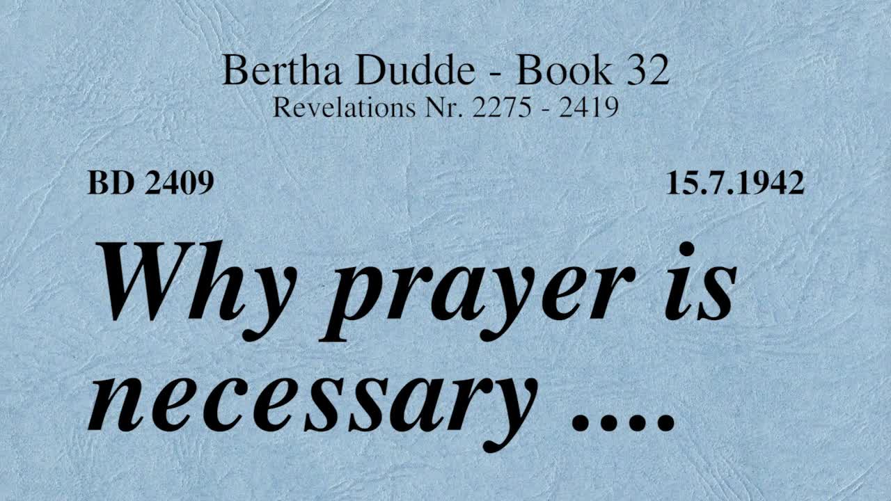 BD 2409 WHY PRAYER IS NECESSARY. iConnectFX™